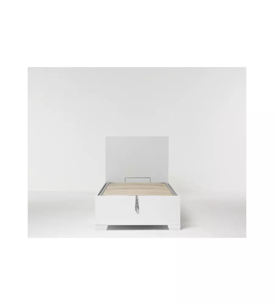 LETTO SINGOLO CONTENITORE CON PIEDINI "HI BOX" BIANCO 90X190 CM